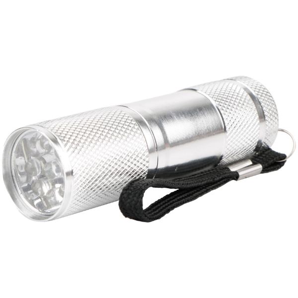 Hliníková taktická LED baterka 1W 50lm IP44, stříbrná